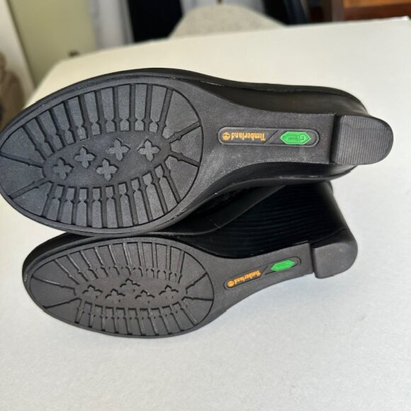 Timberland Stratham Height Mid wedge Black Leather boots, size 9.5W - Picture 5 of 10